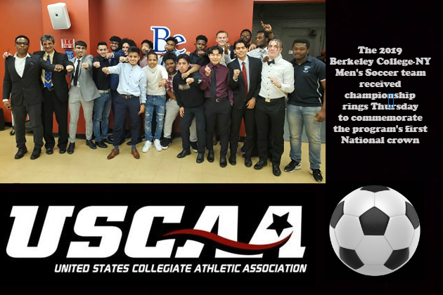 2019 Berkeley College (New York) men's soccer team commemorates USCAA National title with ring ceremony and dinner